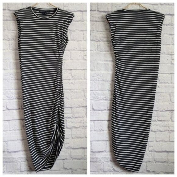 Veronica Beard Brompton Dress S Navy Blue White Striped Nautical Preppy Sailor - Picture 3 of 8